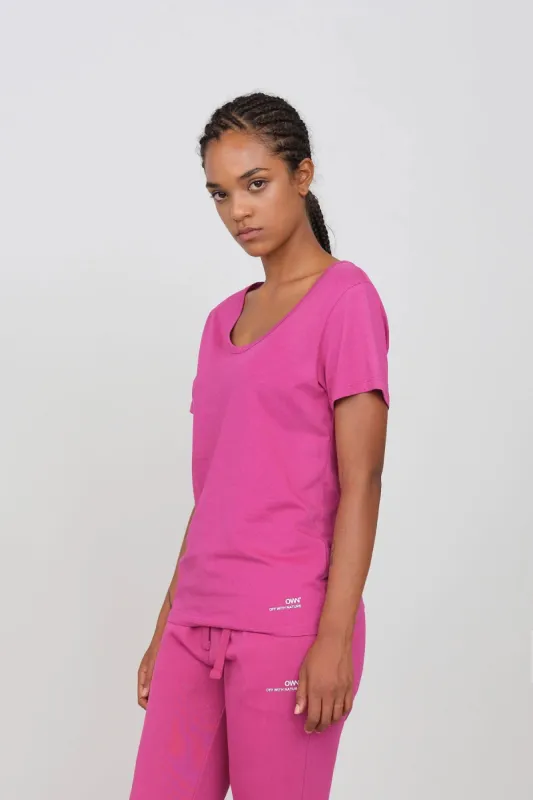 Deep Neck Jersey T-Shirt Fuchsia sold by Ivalo.com