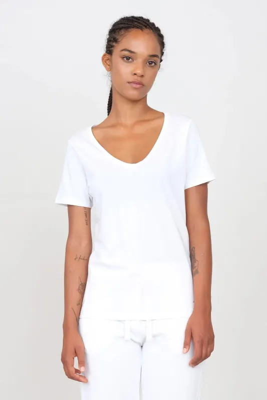 Deep Neck Jersey T-Shirt White sold by Ivalo.com