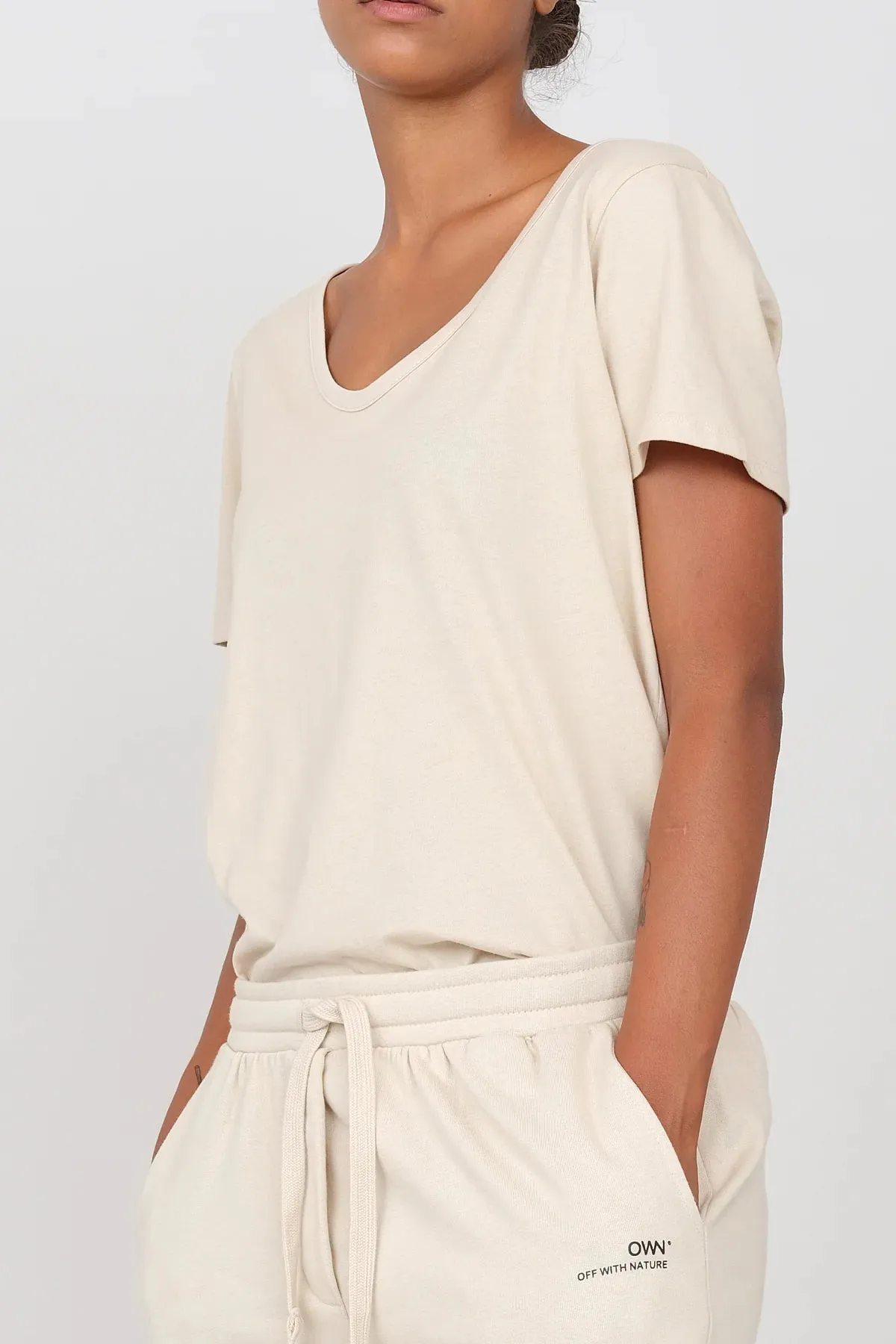 Deep Neck Jersey T-Shirt Ecru sold by Ivalo.com product image thumbnail 3