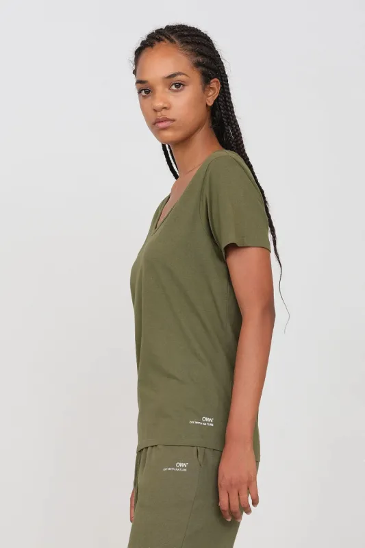 Deep Neck Jersey T-Shirt Military Green sold by Ivalo.com