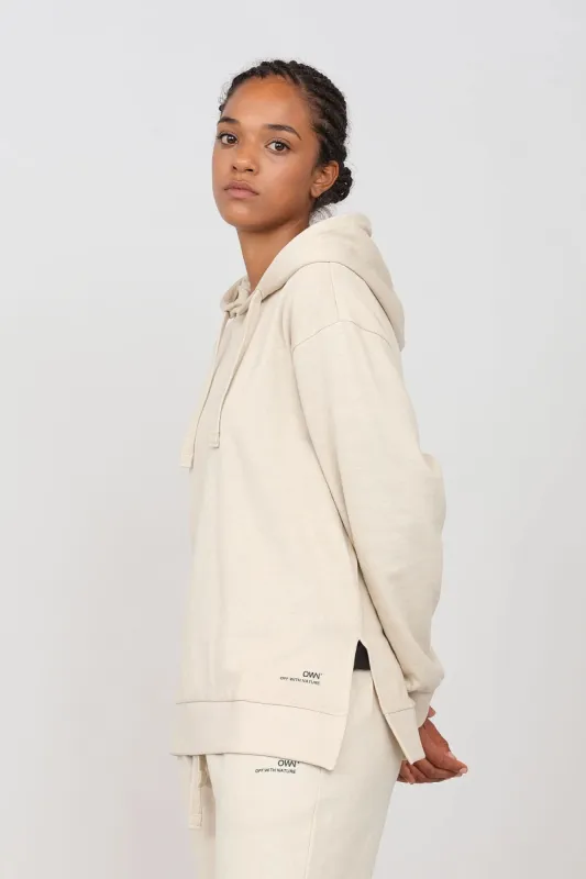 Gauzy Hoodie With Side Slits Ecru sold by Ivalo.com