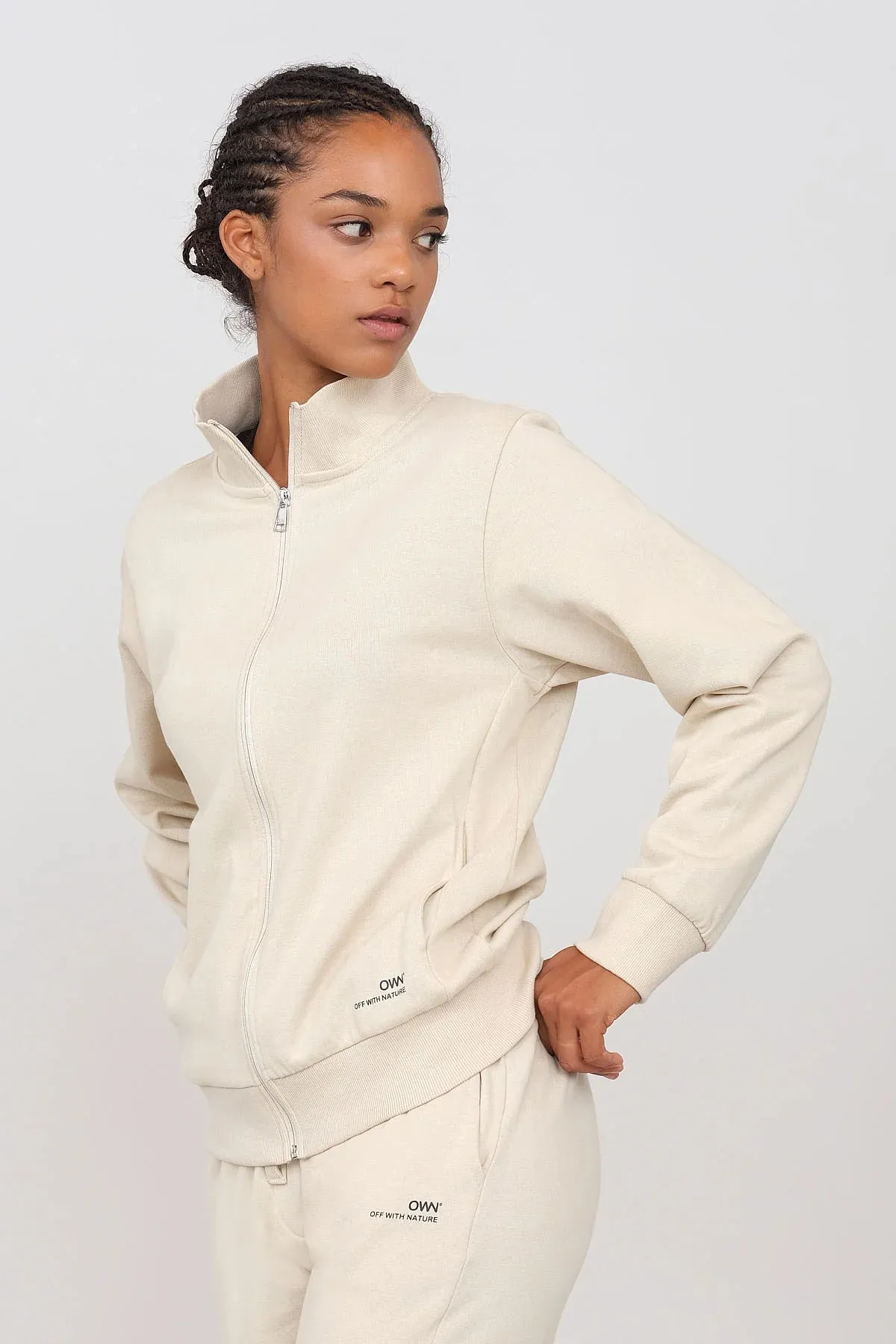 Gauzed Sweatshirt With A Zipper Ecru sold by Ivalo.com