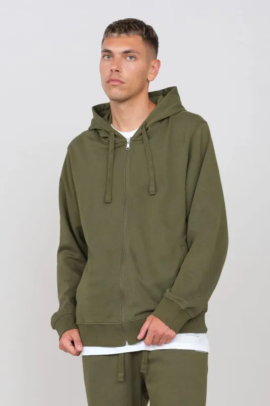 Gauzed Hoodie With A Zipper Military Green sold by Ivalo.com