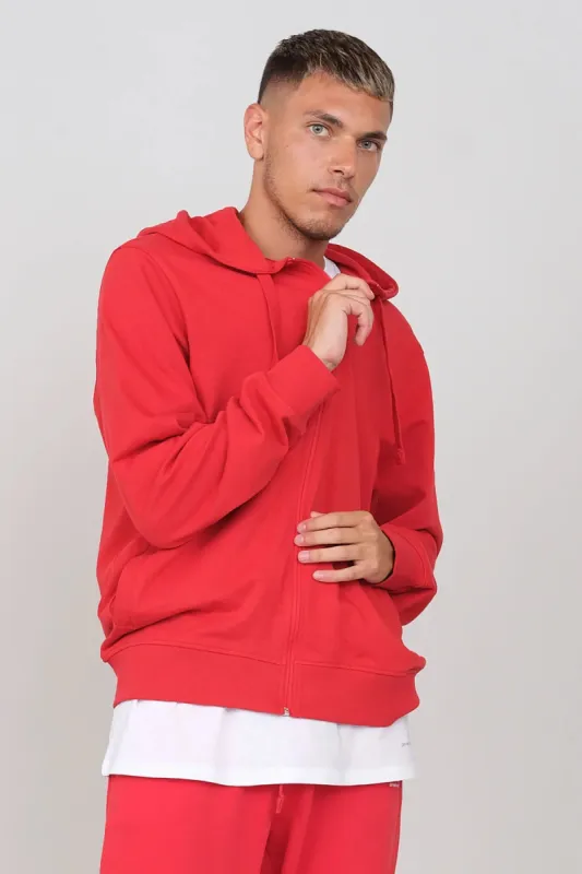 Gauzed Hoodie With A Zipper Red sold by Ivalo.com