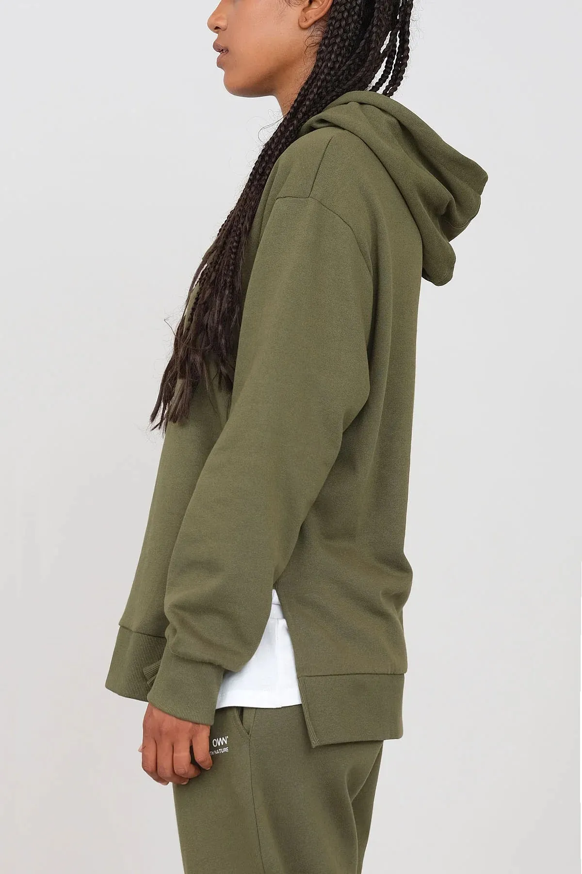 Gauzy Hoodie With Side Slits Military Green sold by Ivalo.com product image thumbnail 3