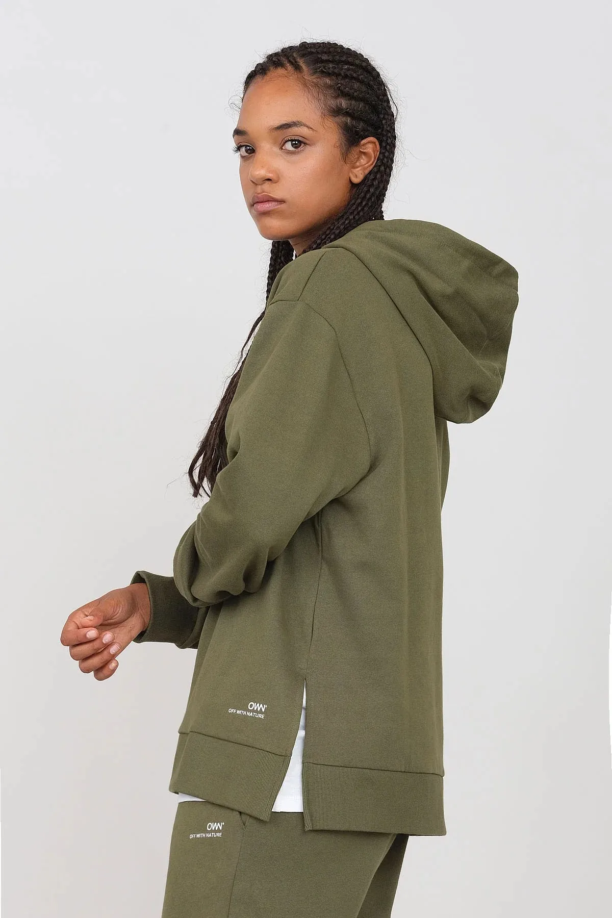 Gauzy Hoodie With Side Slits Military Green sold by Ivalo.com product image thumbnail 2