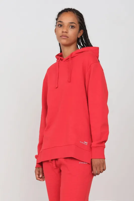 Gauzy Hoodie With Side Slits Red sold by Ivalo.com