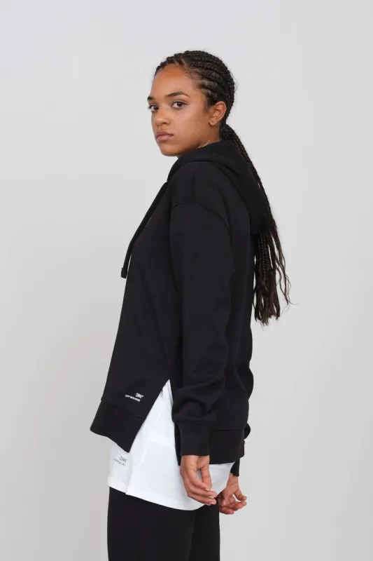 Gauzy Hoodie With Side Slits Black sold by Ivalo.com
