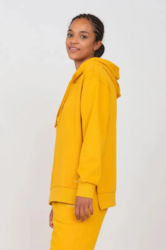 Gauzy Hoodie With Side Slits Ochre sold by Ivalo.com