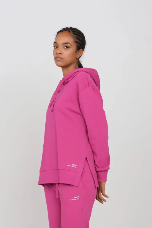 Hoodie With Side Slits Fuchsia sold by Ivalo.com