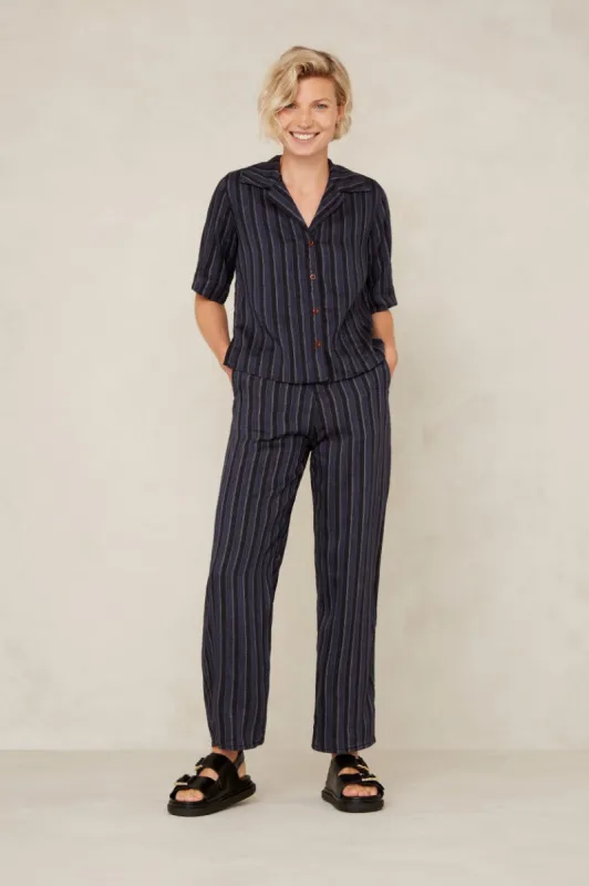 Morrigan Linen Blouse Blue Stripe sold by Ivalo.com