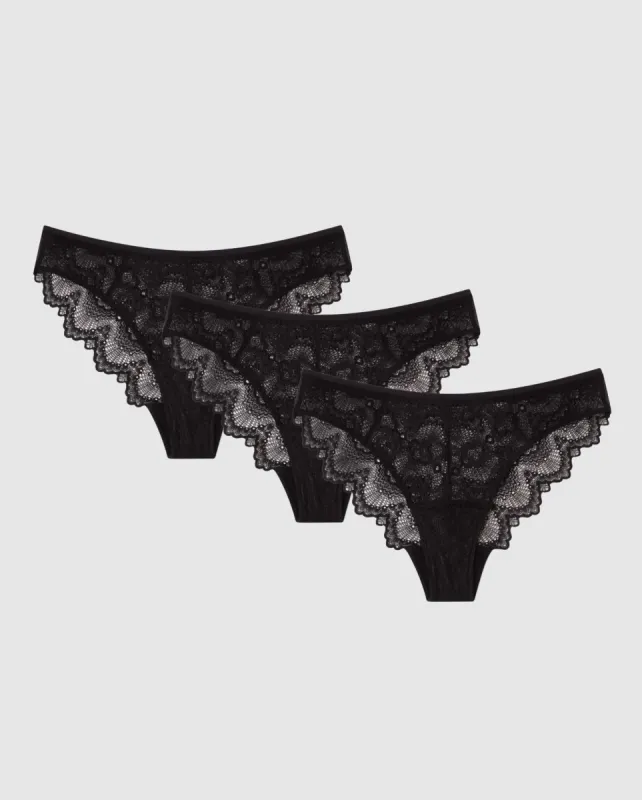 Light Flow Lace Period Underpants 3-Pack Black sold by Ivalo.com