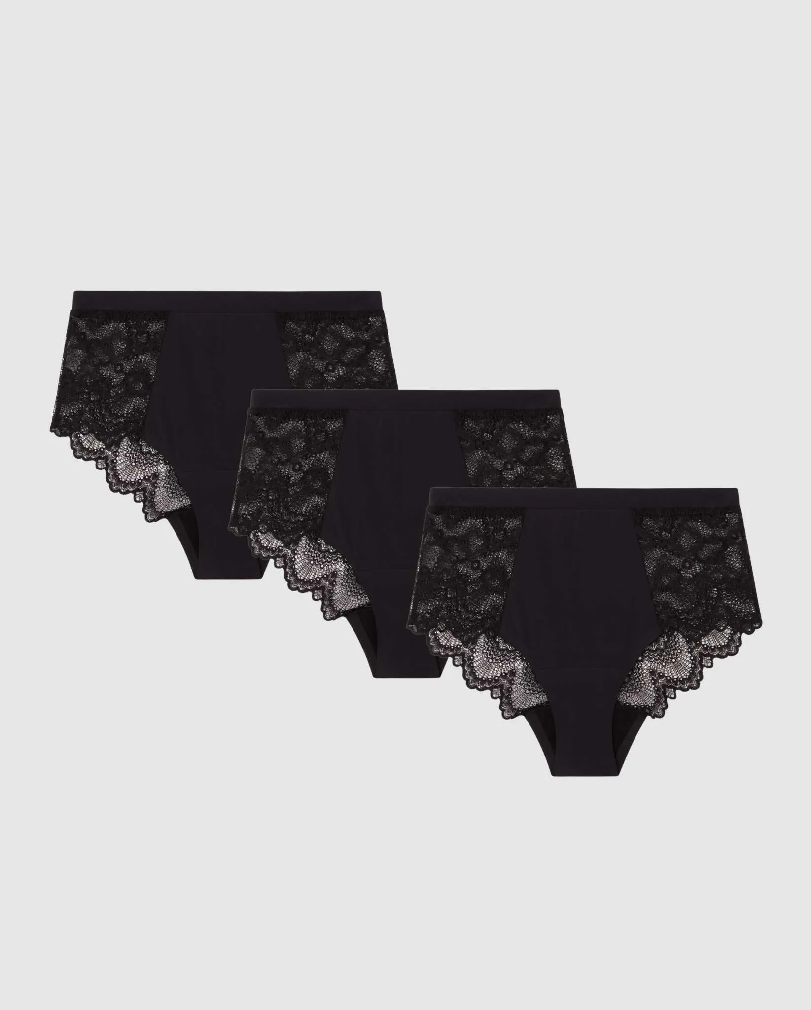 Medium Flow Lace Period Underpants 3-Pack Black sold by Ivalo.com