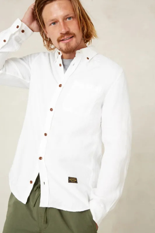 Enda Pocket Shirt Optical White Linen made by Ivalo.com