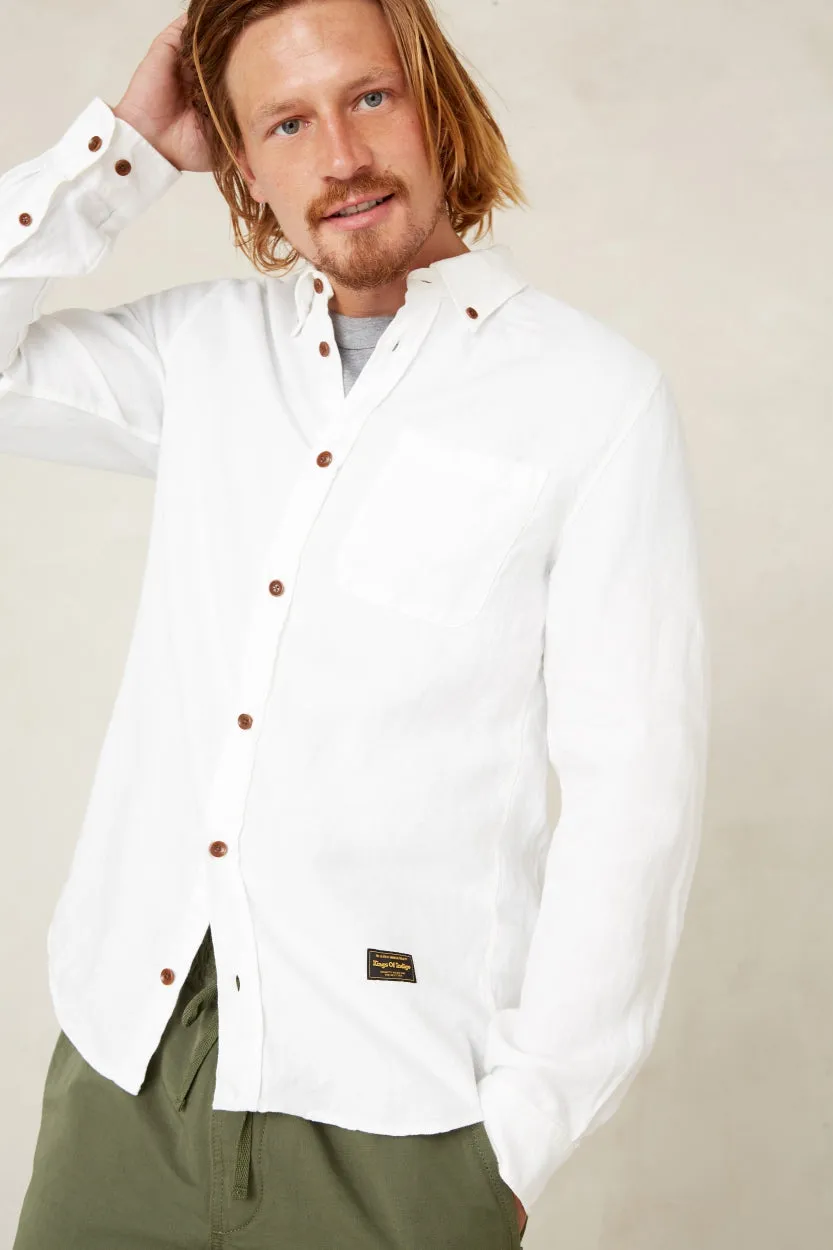 Enda Pocket Shirt Optical White Linen sold by Ivalo.com