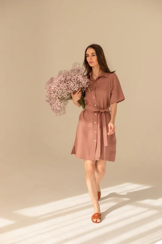 Soleil Linen Dress Light Chocolate sold by Ivalo.com