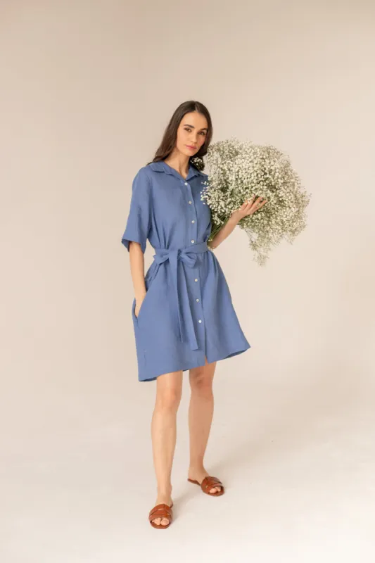Soleil Linen Dress Blue sold by Ivalo.com