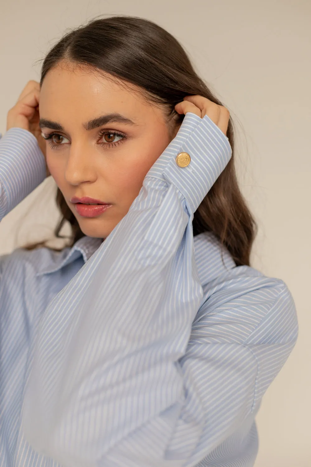 Classic Blue Striped Oversize Shirt sold by Ivalo.com product image thumbnail 4