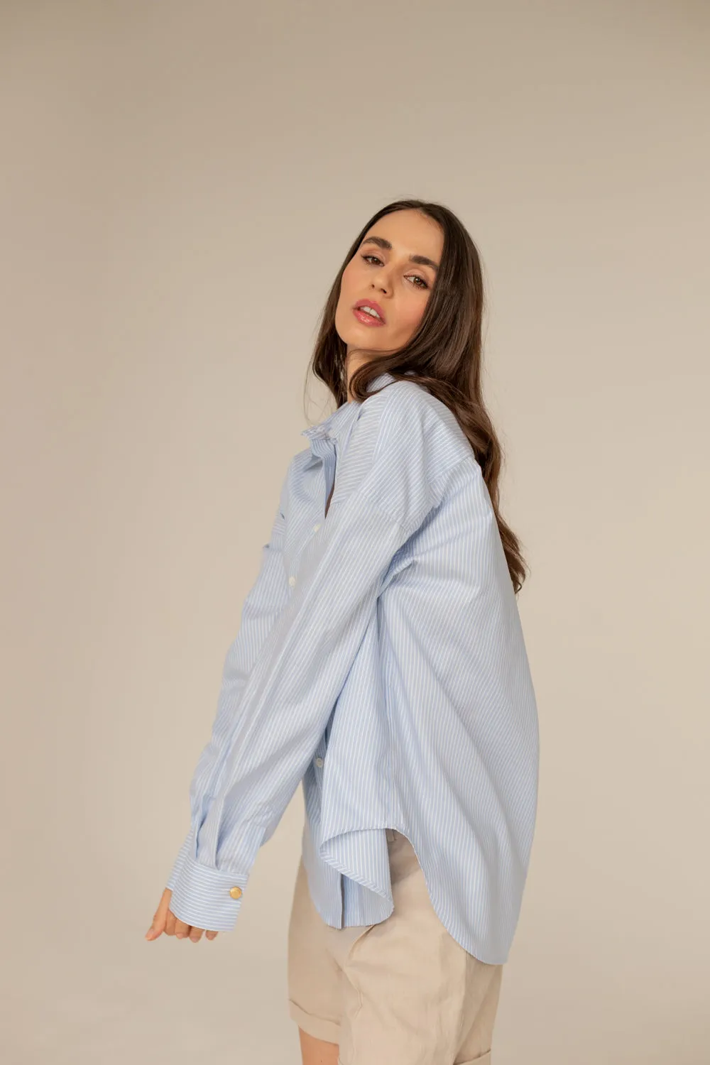 Classic Blue Striped Oversize Shirt sold by Ivalo.com product image thumbnail 5