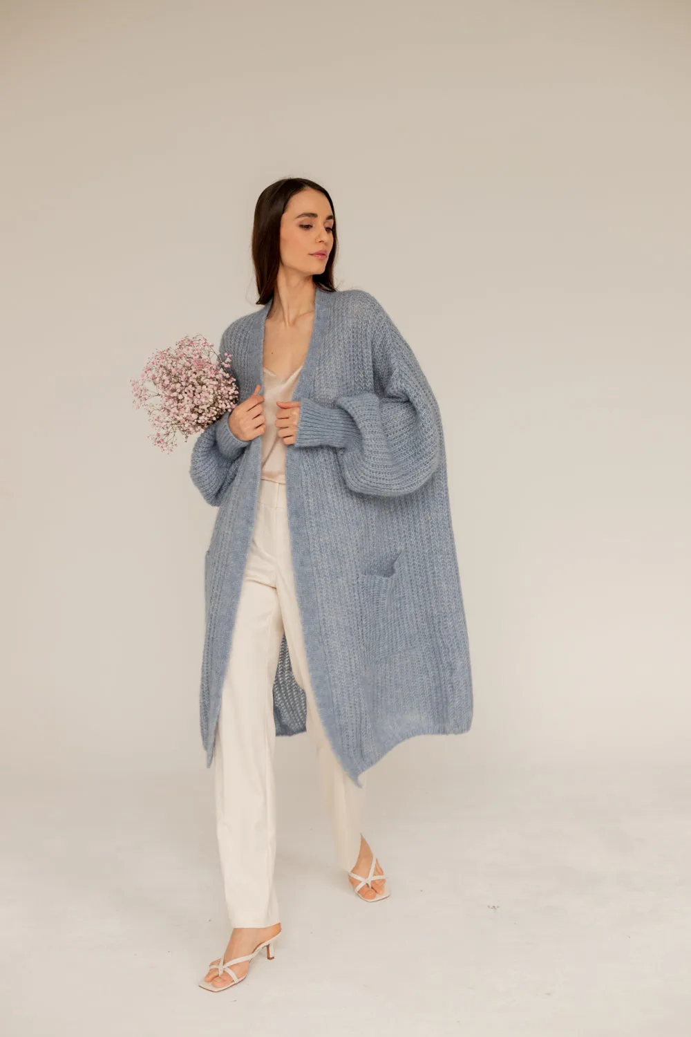Mohair Alpaca Blue Cardigan sold by Ivalo.com