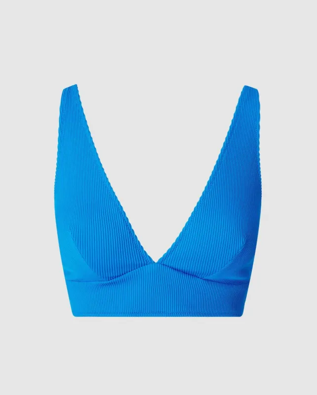 Plunge Bikini Top Turquoise Blue Rib sold by Ivalo.com