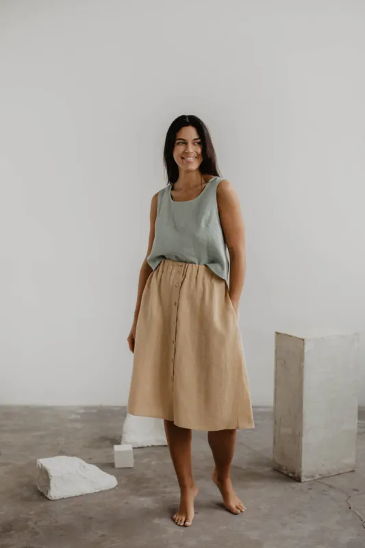 Daisy Linen Skirt With Buttons sold by Ivalo.com