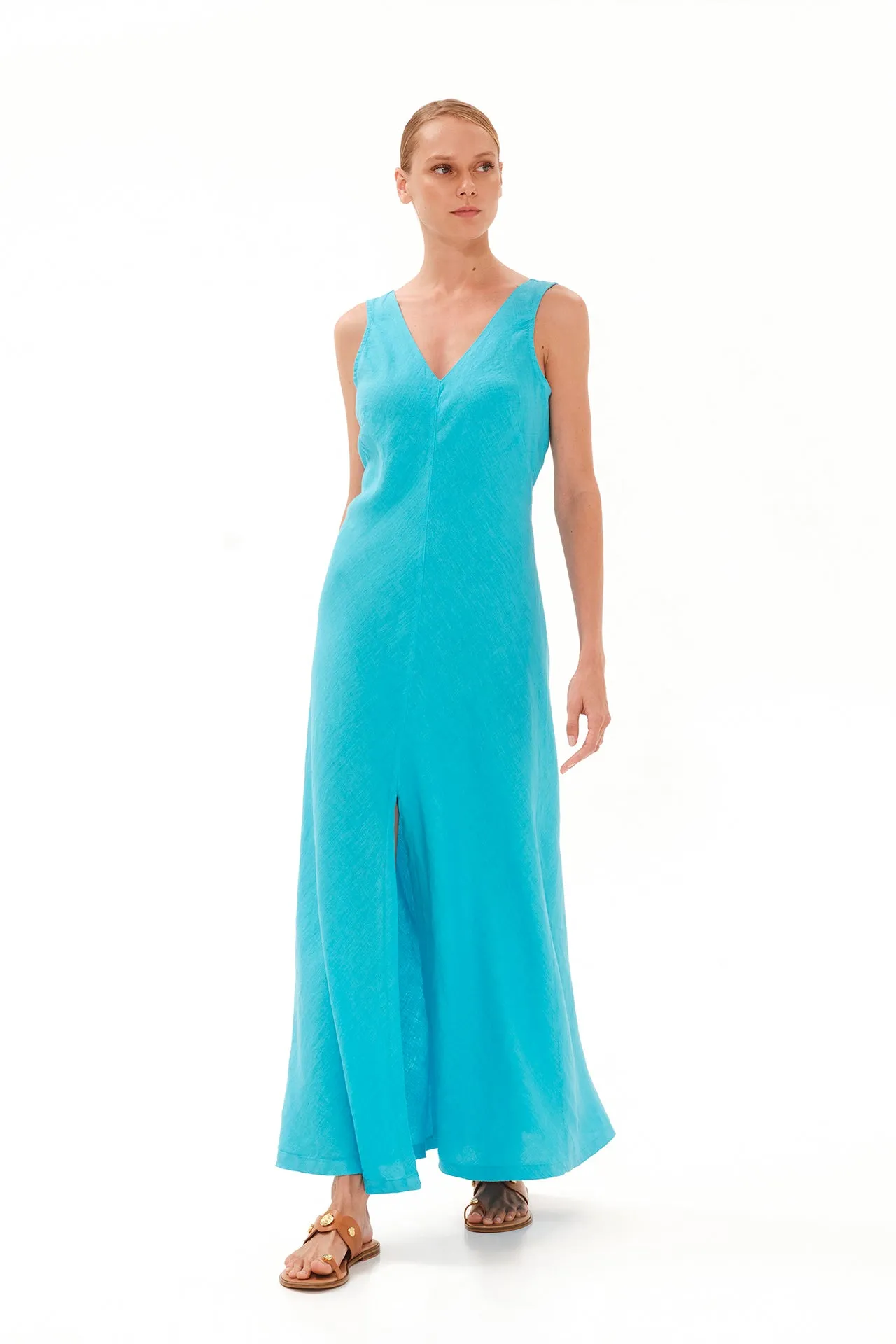 V-Neck Maxi Linen Dress sold by Ivalo.com