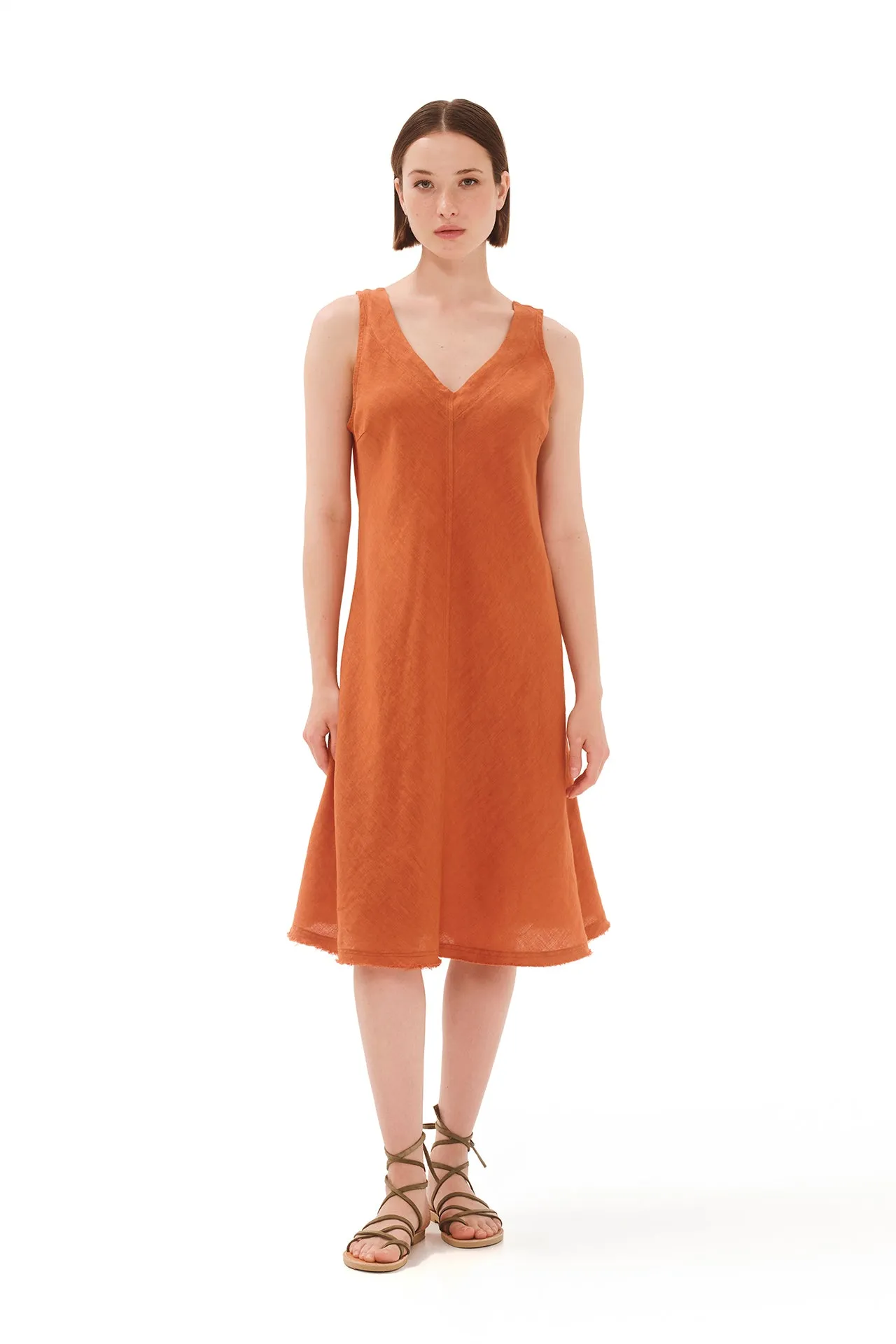 V-Neck Flared Linen Dress sold by Ivalo.com