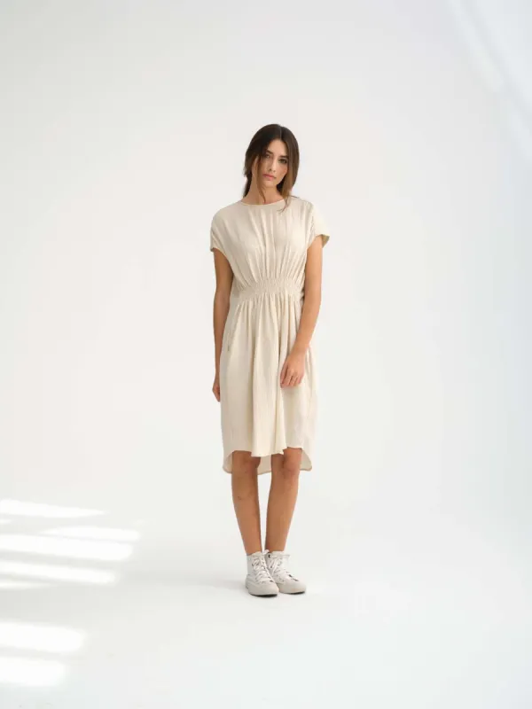 Alcea Dress Sand Organic Double Gauze sold by Ivalo.com
