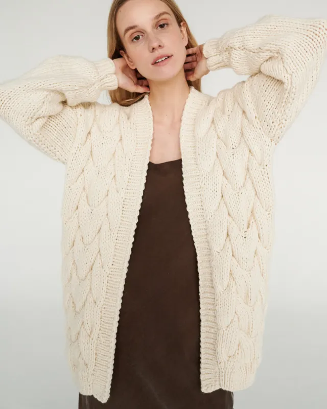 Twisted Erik Wool Cardigan Oat Milk sold by Ivalo.com