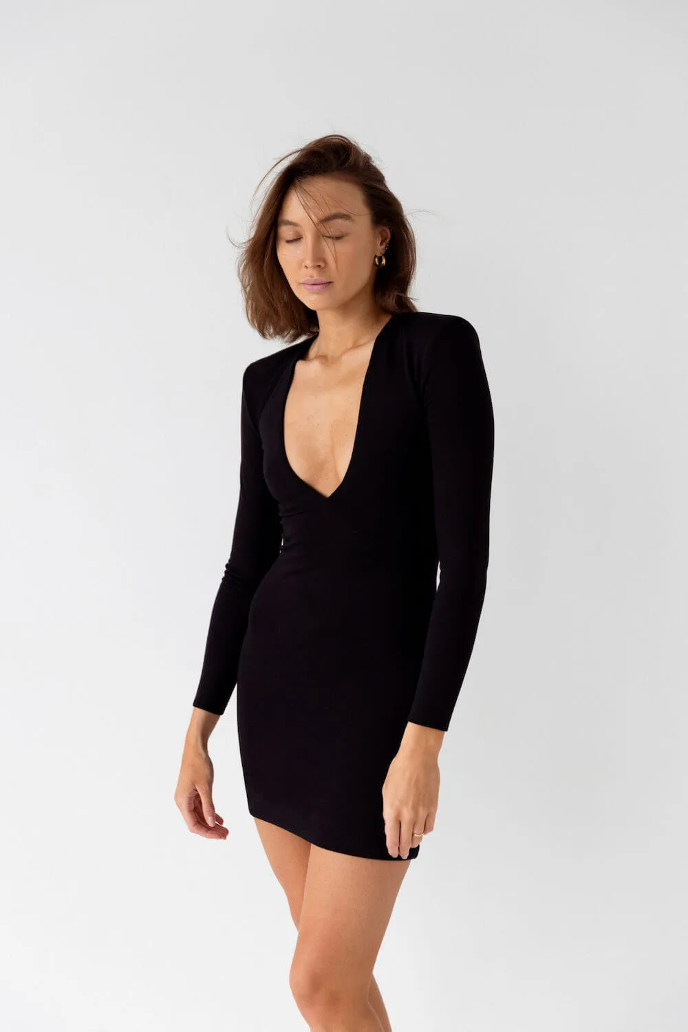 Mini Dress Deep V Neckline Black sold by Ivalo.com product image thumbnail 3