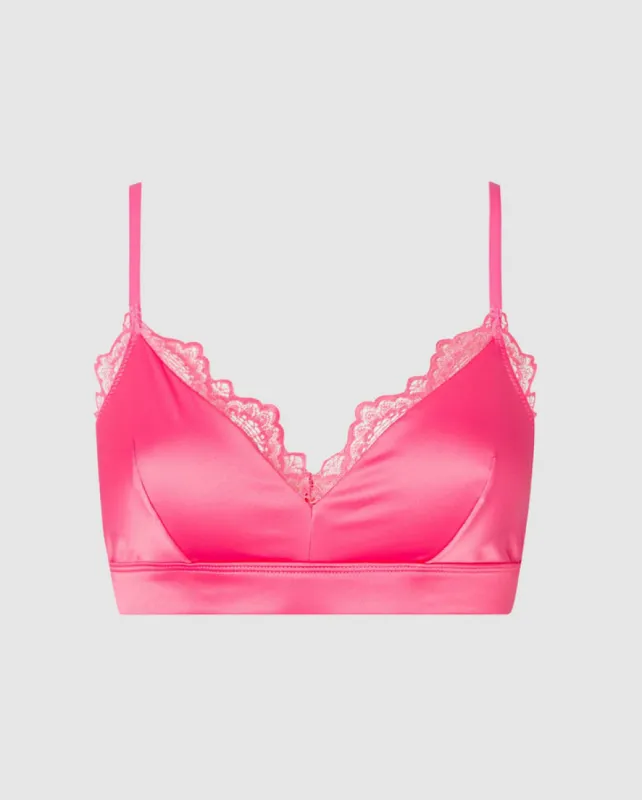 Satin Lace Triangle Bralette Bubblegum Pink sold by Ivalo.com