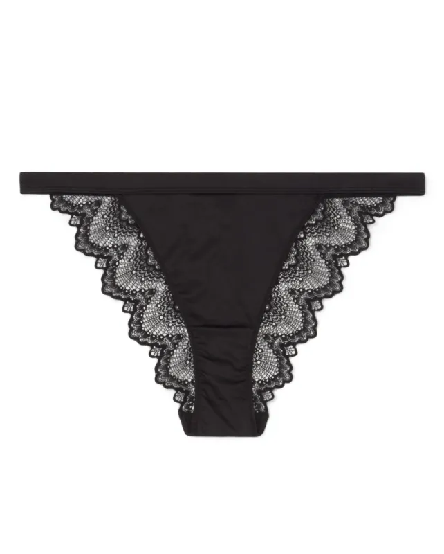 Satin Lace Bikini Tanga Black sold by Ivalo.com