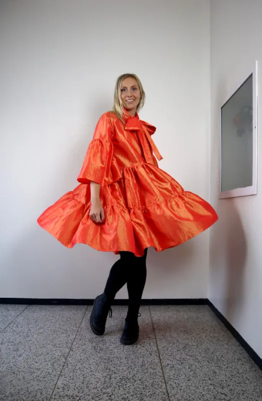 Lush Dress With Bow Collar Orange sold by Ivalo.com