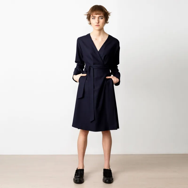 Wrap Dress in Wool Navy sold by Ivalo.com