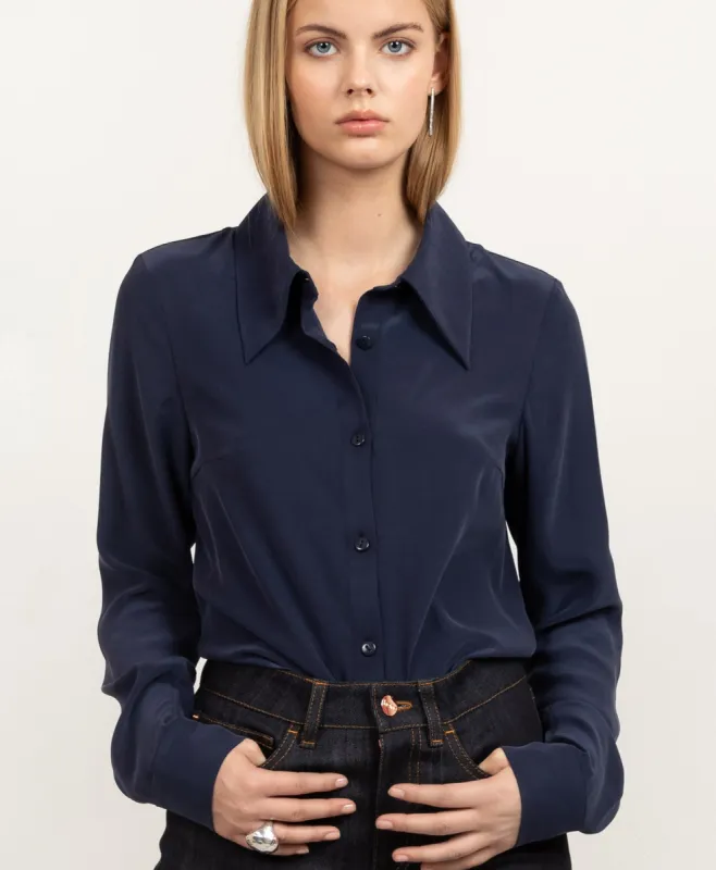 Essential Silk Shirt Navy sold by Ivalo.com