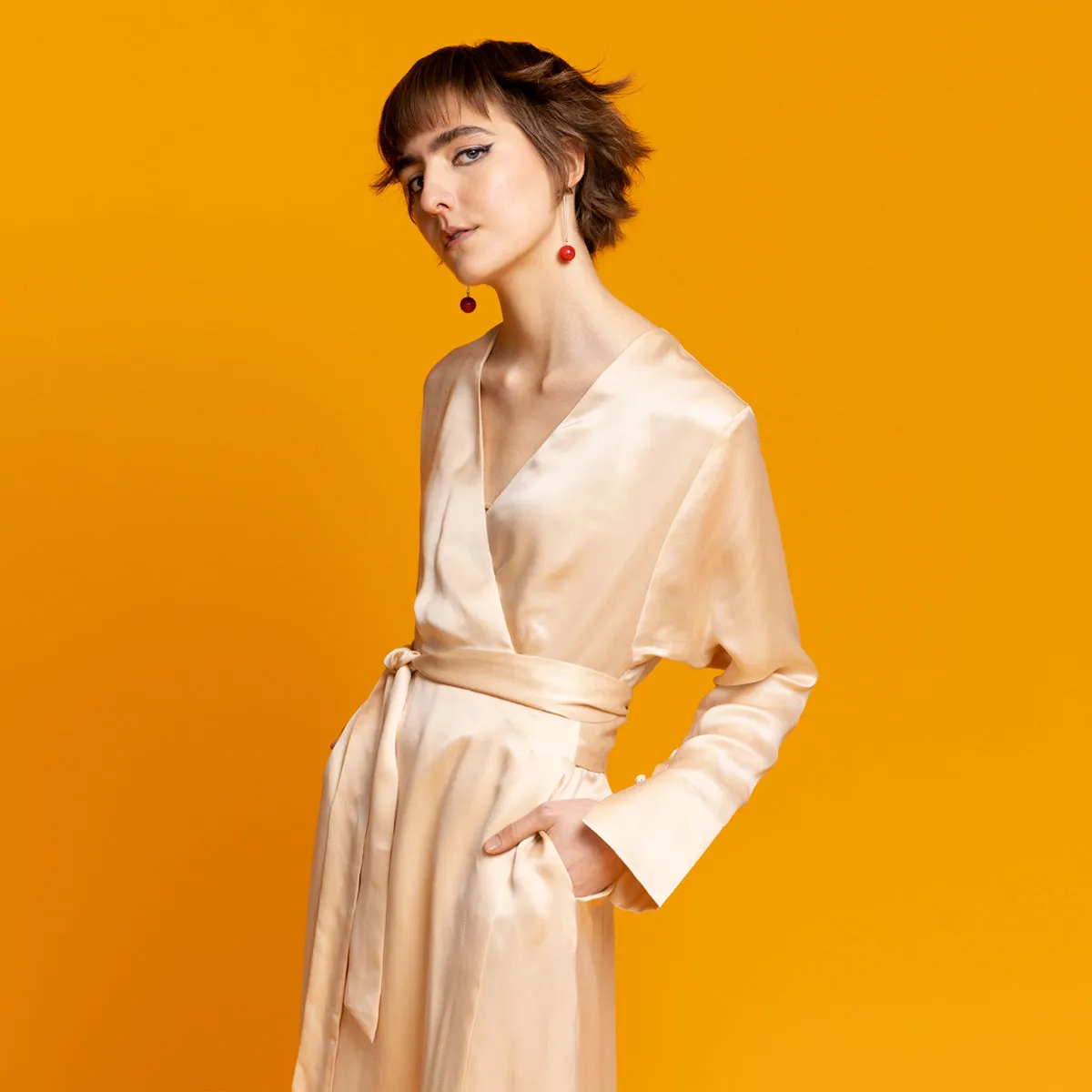 Maxi Wrap Dress Champagne sold by Ivalo.com product image thumbnail 3