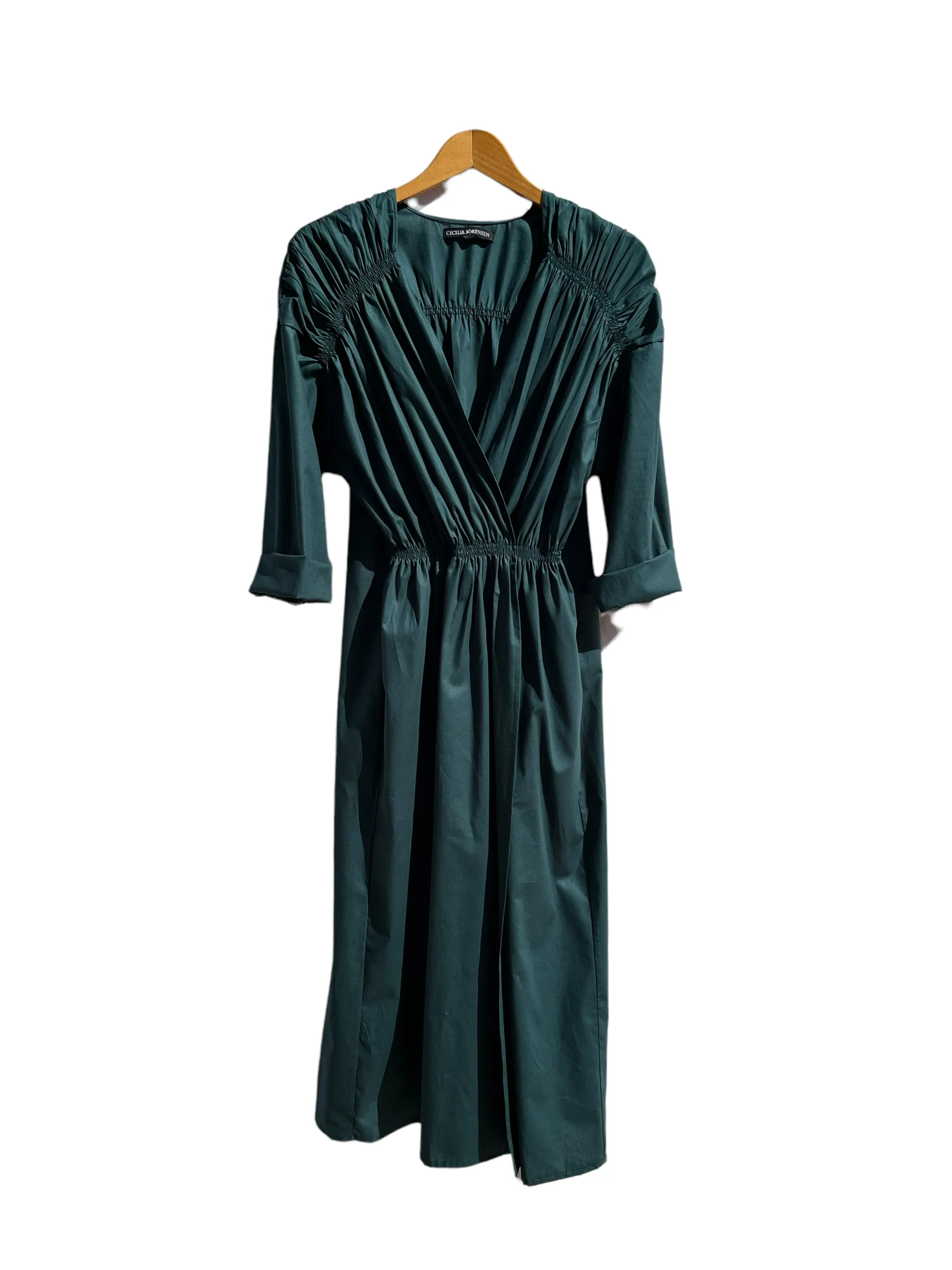 Wrap Dress Organic Green Poplin sold by Ivalo.com