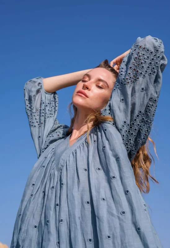 Mallorca 3/4 Sleeve Loose Fitted Ramie Dress sold by Ivalo.com