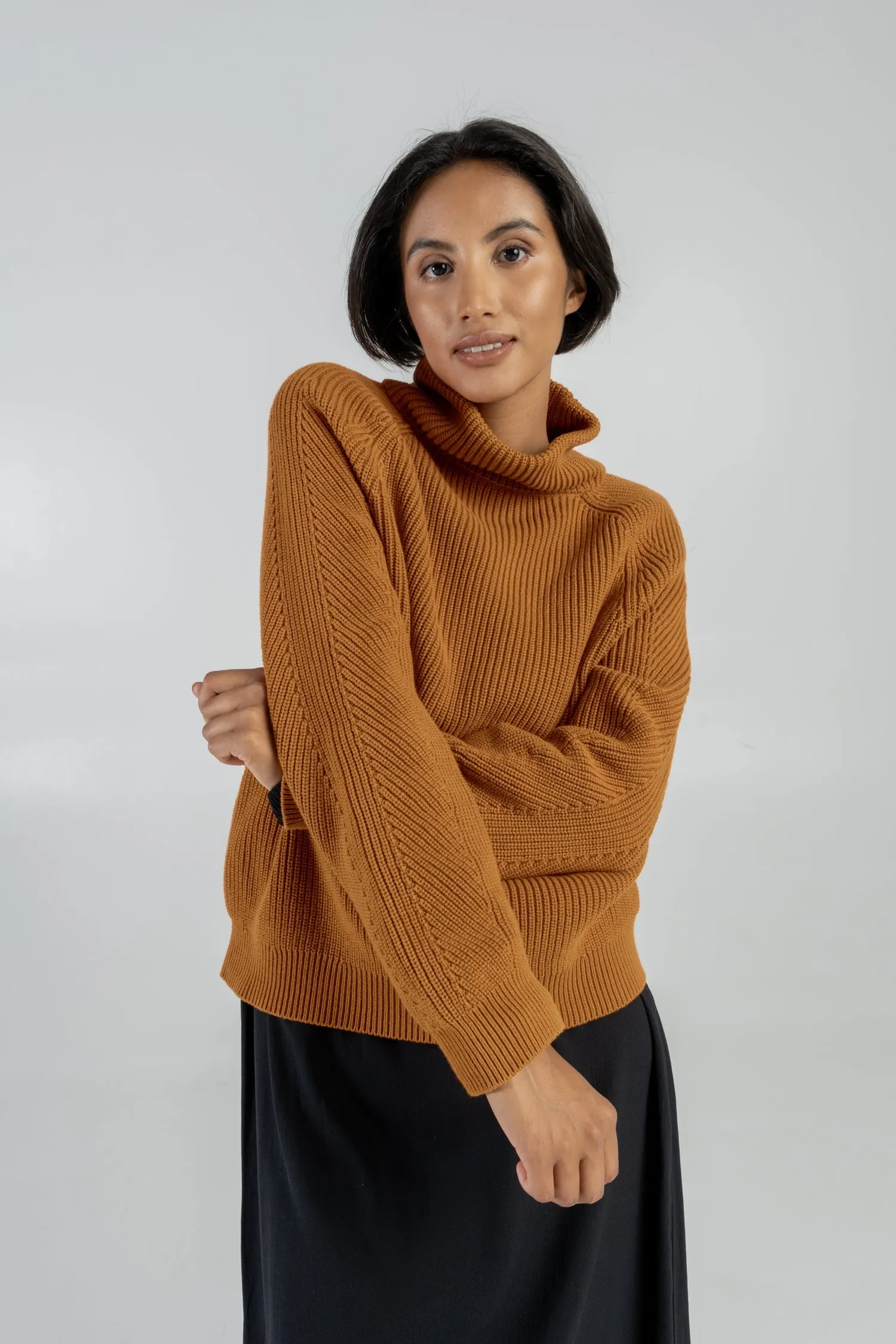 Organic Cotton Knitted Jumper Dark Honey sold by Ivalo.com