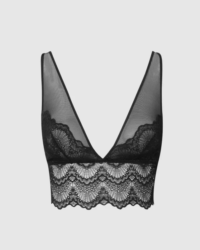 Lace Mesh Plunge Bralette Top Saboteur sold by Ivalo.com
