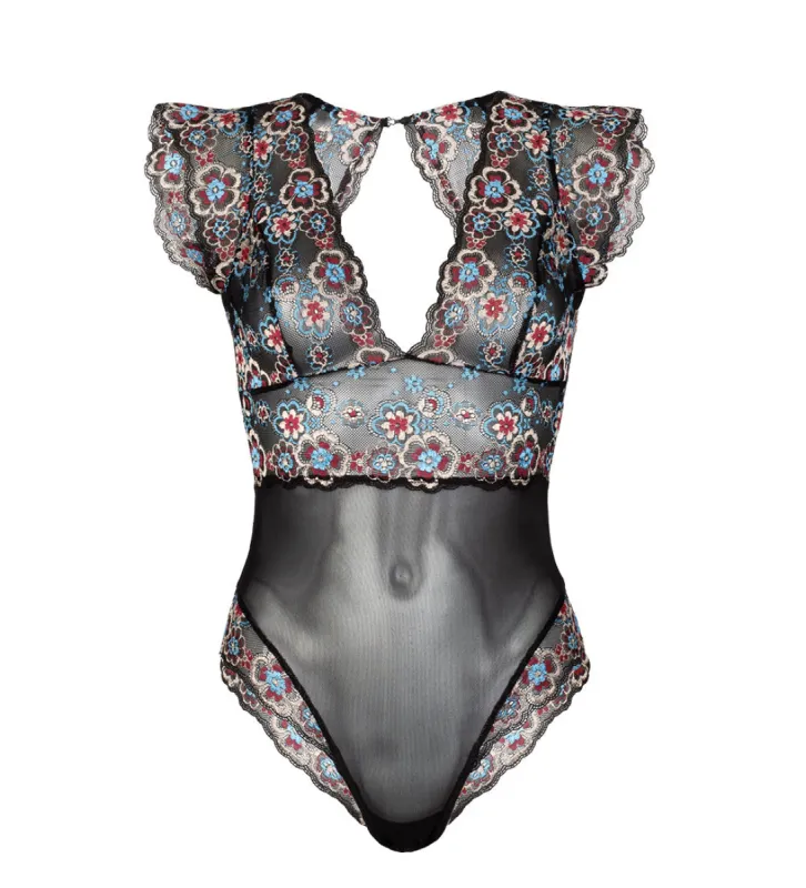 Amara Black Floral Bodysuit sold by Ivalo.com