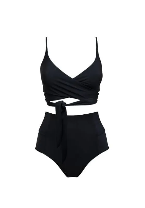 Lin + Bow Back Bikini Set Black sold by Ivalo.com