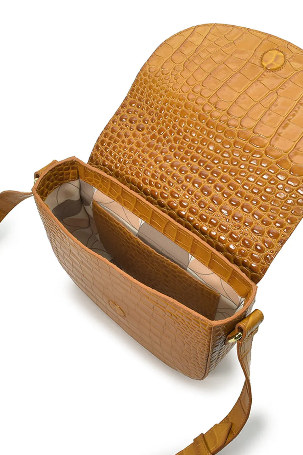 Croco Engraved Leather Shoulder Bag Camel sold by Ivalo.com product image thumbnail 3
