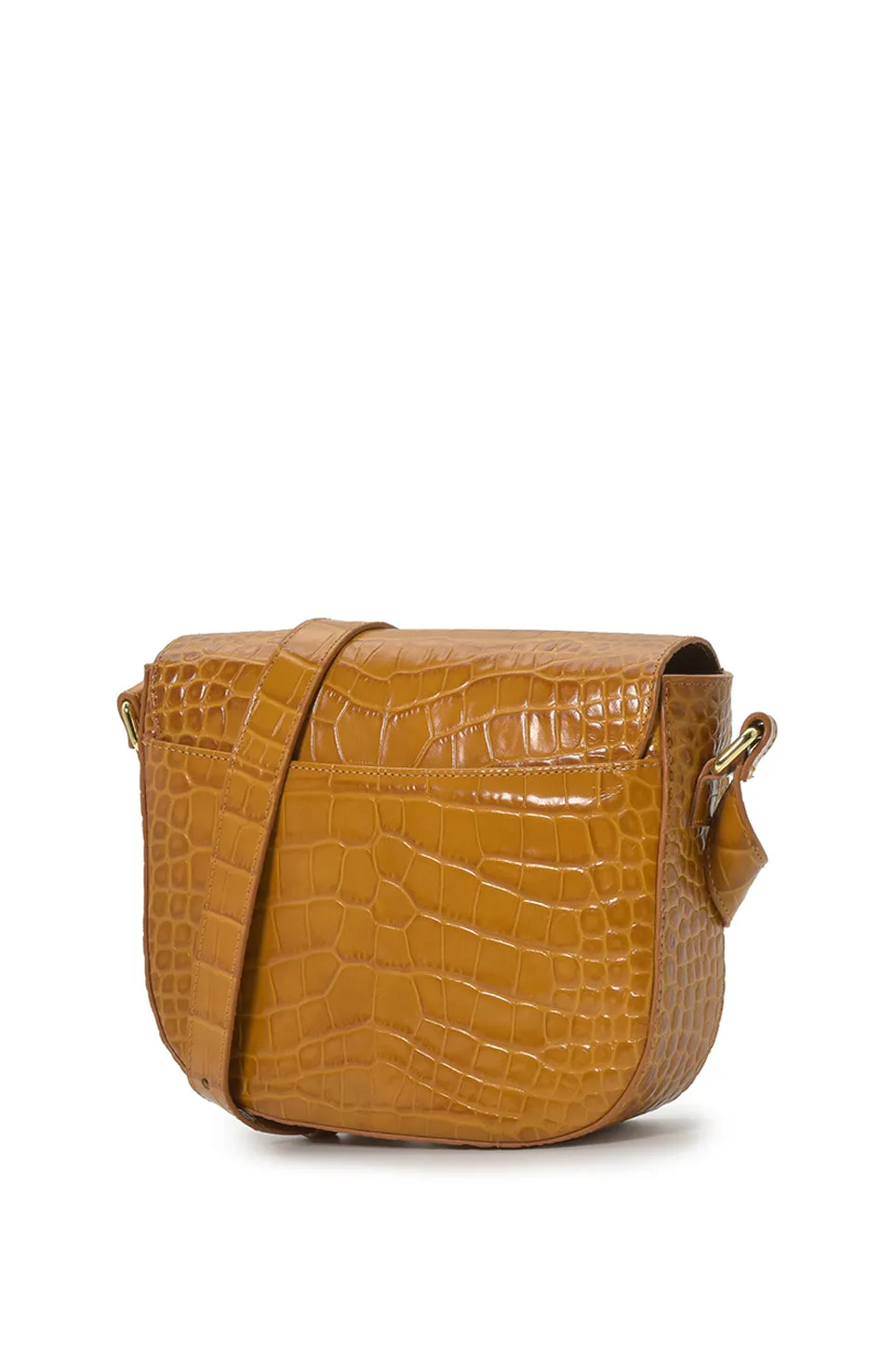 Croco Engraved Leather Shoulder Bag Camel sold by Ivalo.com product image thumbnail 4