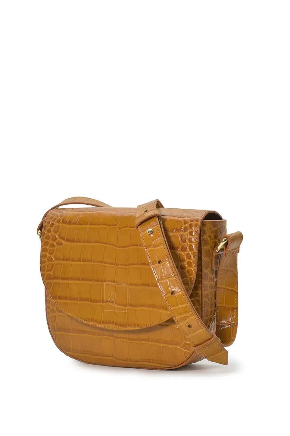Croco Engraved Leather Shoulder Bag Camel sold by Ivalo.com product image thumbnail 2