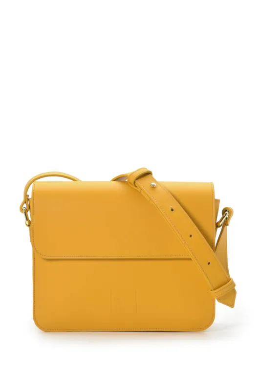Squere Leather Shoulder Bag Mustard sold by Ivalo.com