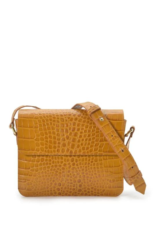 Squere Leather Shoulder Bag Camel sold by Ivalo.com