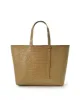 Croco Engraved Leather Shopping Bag Beige sold by Ivalo.com