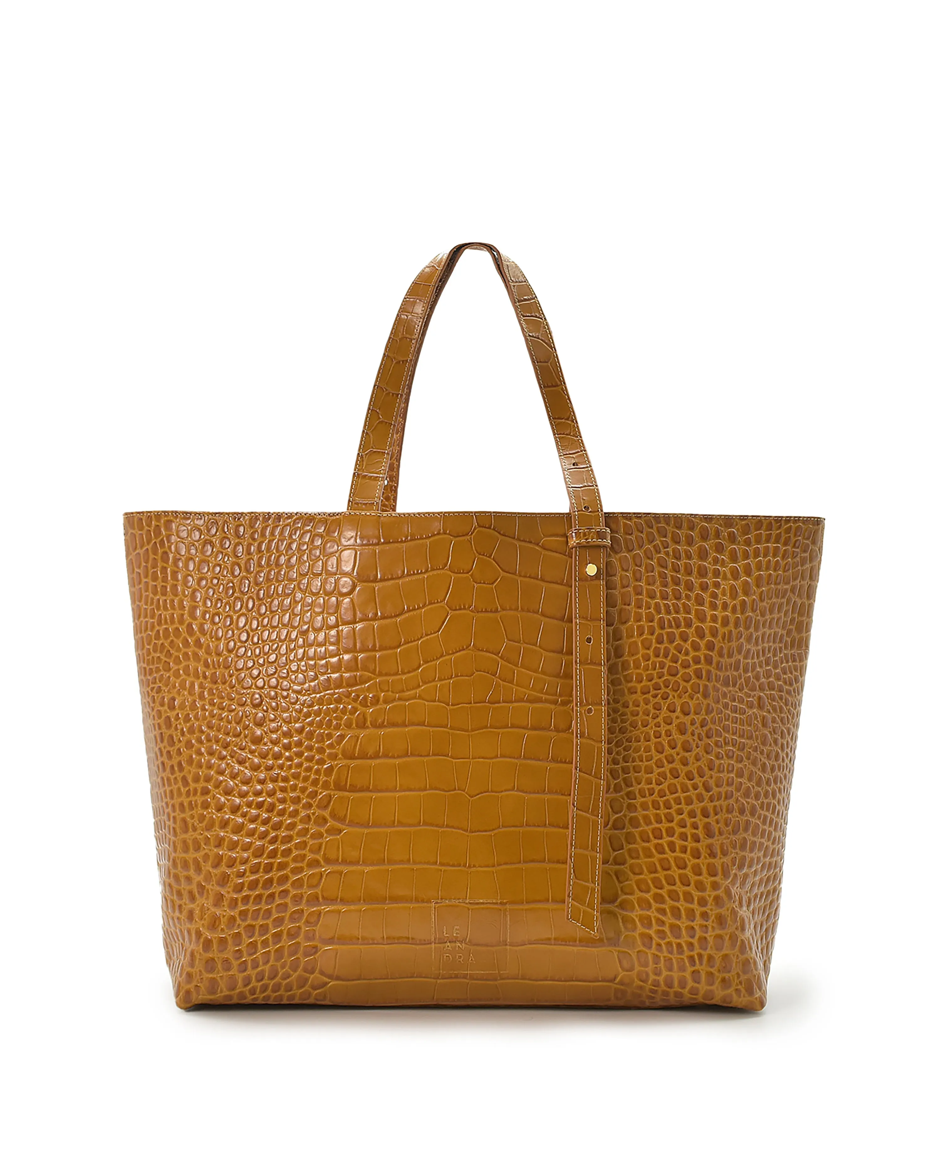Croco Engraved Leather Shopping Bag Caramel sold by Ivalo.com product image thumbnail 4